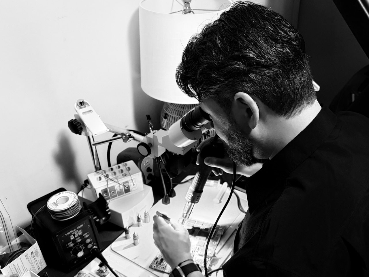 Evan Borden at the workbench